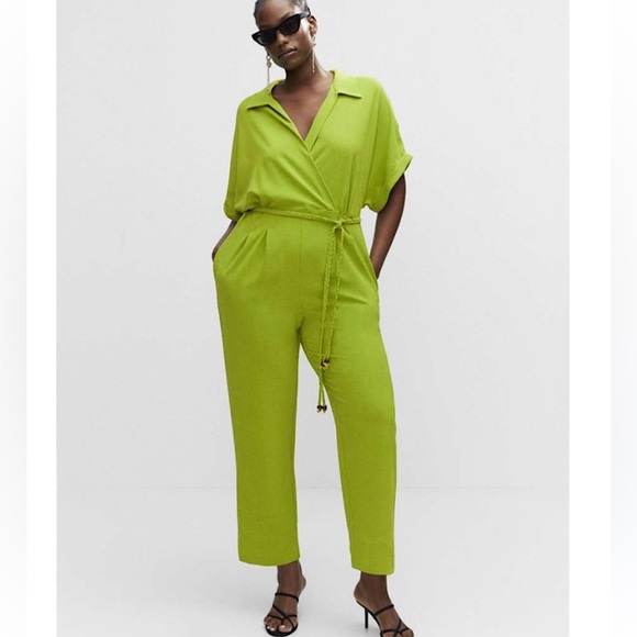 Mango NWT Jumpsuit Straight Leg Plus Size XXL Chartreuse - Picture 1 of 17